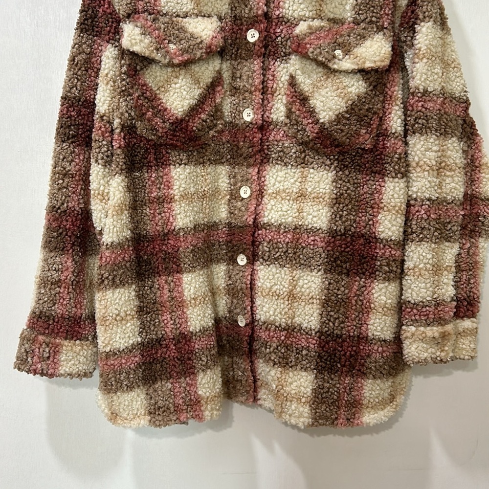 STEVEN MADDEN WOMENS FAUX SHEARLING PLAID SHACKET JACKETS PLAID SZ XL - Picture 6 of 13